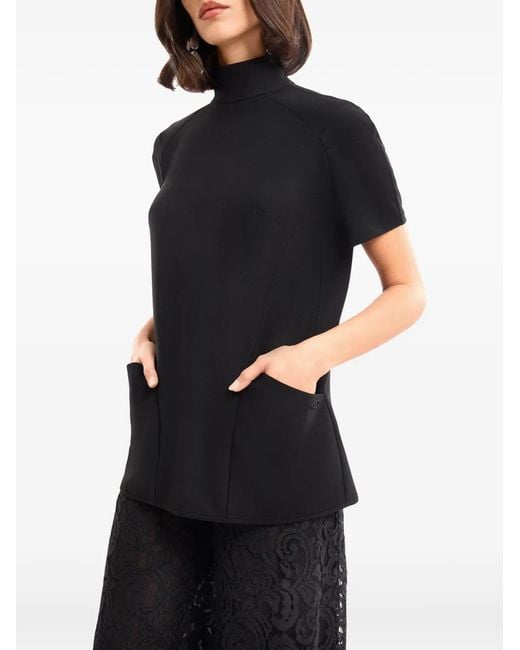 Gemy Maalouf Black High-Neck Pocket Top