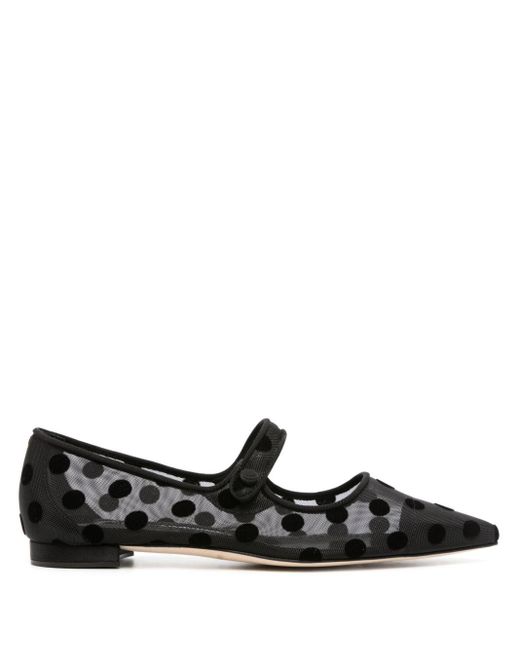 Manolo Blahnik Black Polka-Dot Flat Ballerina Shoes