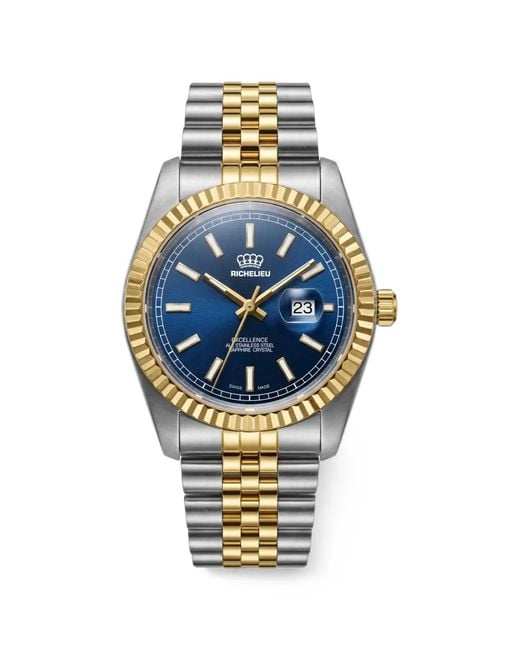 Richelieu Swiss Blue Classic Fluted Bezel 38Mm Watch