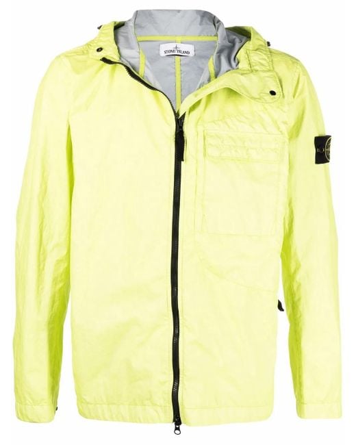 Stone Island Yellow Compass-Badge Hooded Windbreaker for men