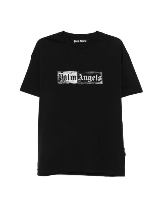Palm Angels Black Stamp Logo Printed T-Shirt for men