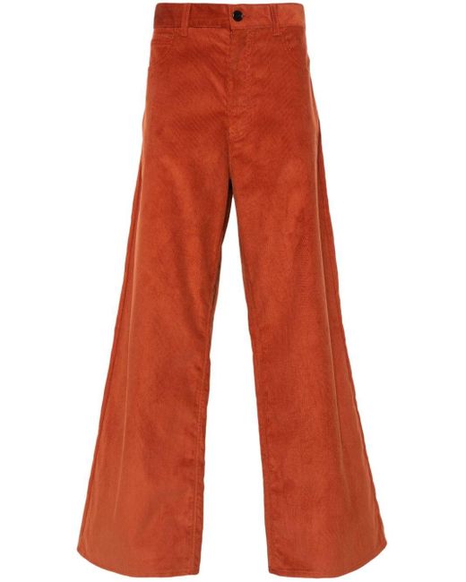 Marni Orange Flared Corduroy Trousers for men