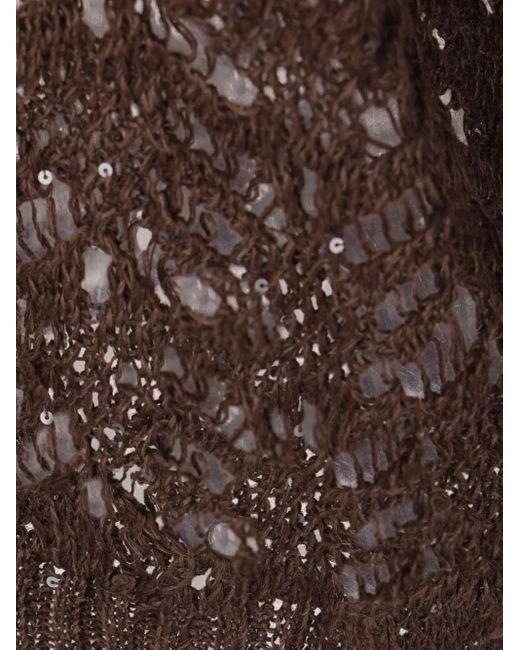 Brunello Cucinelli Brown Sequin-Embellished Sweater
