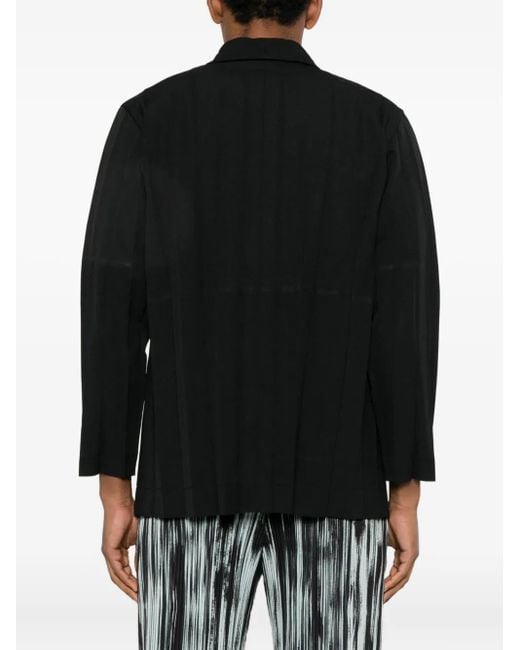Homme Plissé Issey Miyake Black Pleated Buttoned Blazer for men