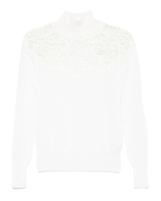 Ermanno Scervino レースインサート ハイネックセーター White
