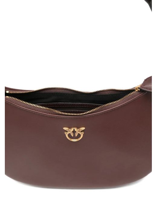 Pinko White Small Love Half Moon Shoulder Bag