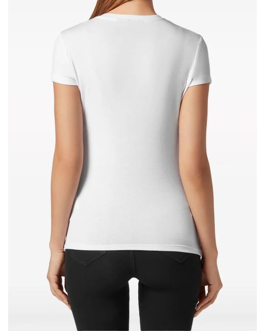 Philipp Plein White Logo-Appliquéd Cotton T-Shirt