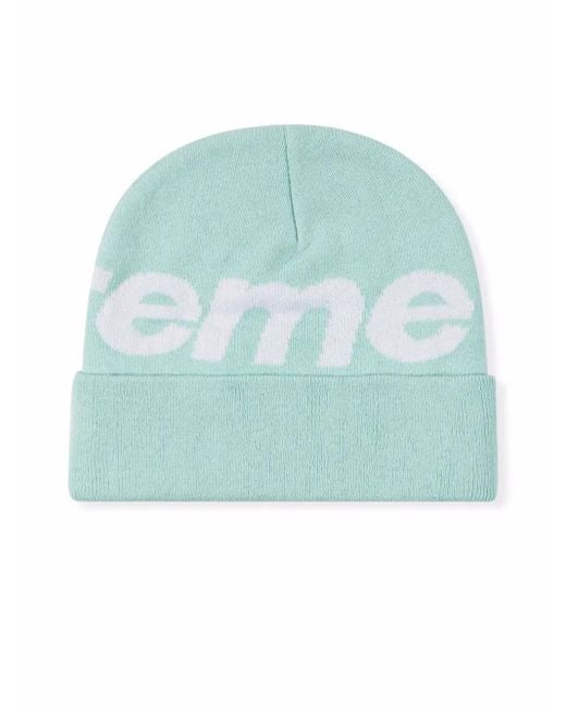 Supreme Green Big Logo Knitted Beanie