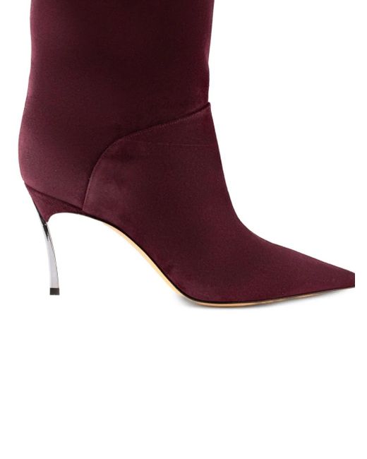 Casadei Red 80Mm Pointed-Toe Suede Boots