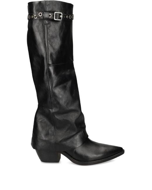 A.s.98 Black Buckle Eyelet Boots