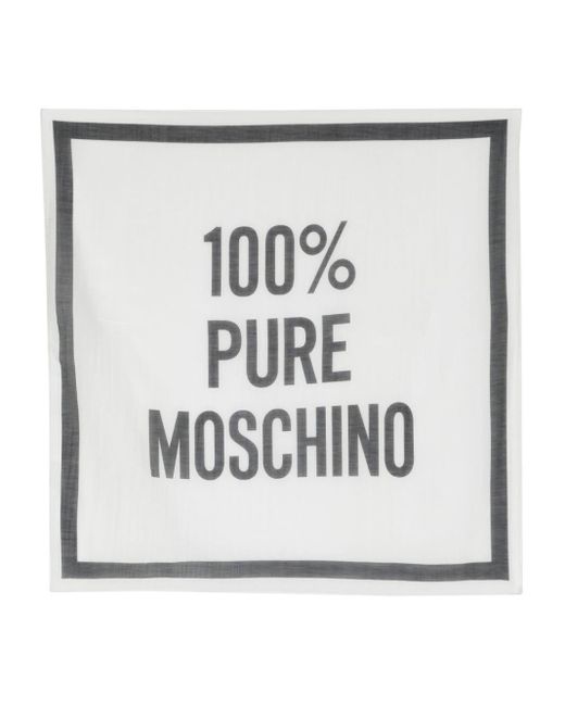 Moschino Gray Slogan-print Square Scarf