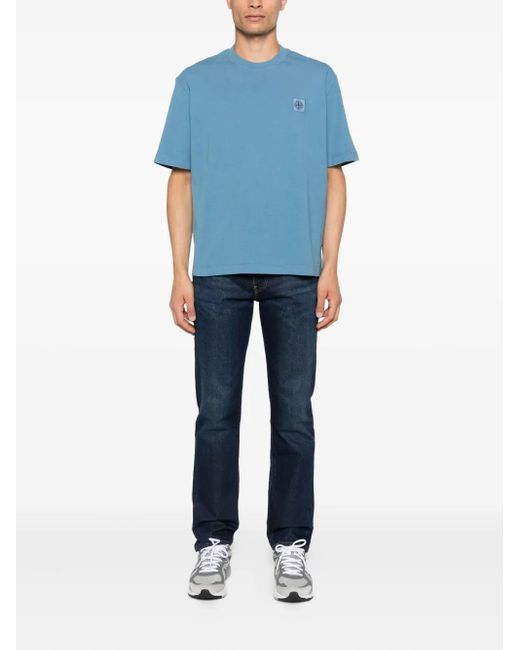 Stone Island Blue Cotton T-Shirts And Polos for men