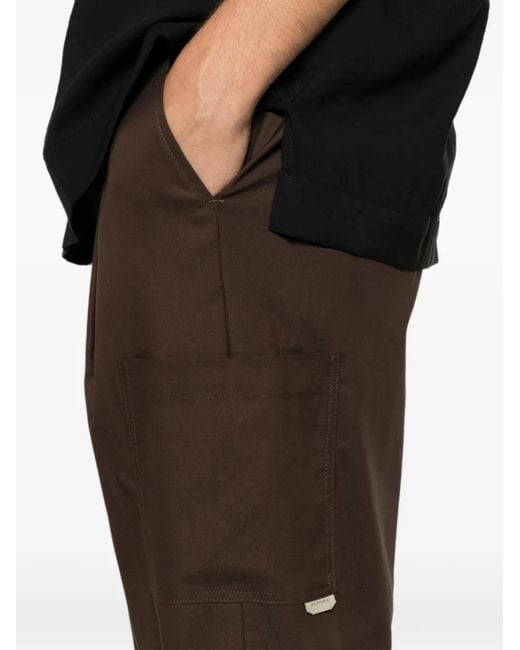 Yes London Brown Pantalon Cargo À Taille Élastiquée for men