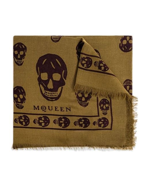 McQueen Metallic Skull-Print Scarf for men