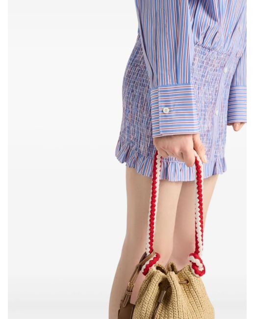 Prada Gestreept Katoenen Blouse in het Blue