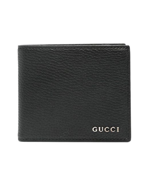 Portafoglio bi-fold con logo di Gucci in Black da Uomo