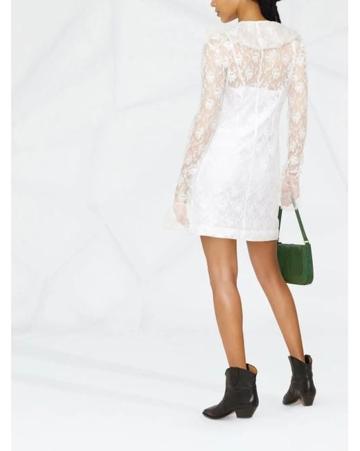 Philosophy Di Lorenzo Serafini White Ruffled Lace Minidress