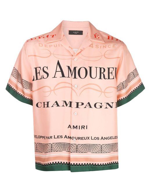 Camisa de satén Les Amoureux Champagne Amiri de hombre de color Pink