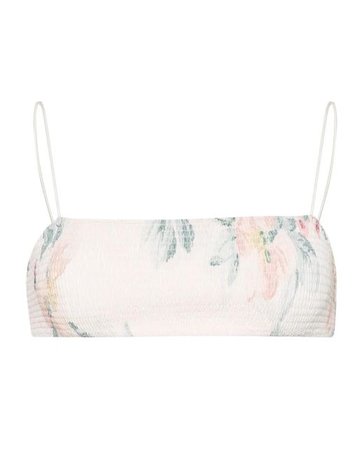 Totême  Gesmockte Bandeau Bikinitop in het Natural