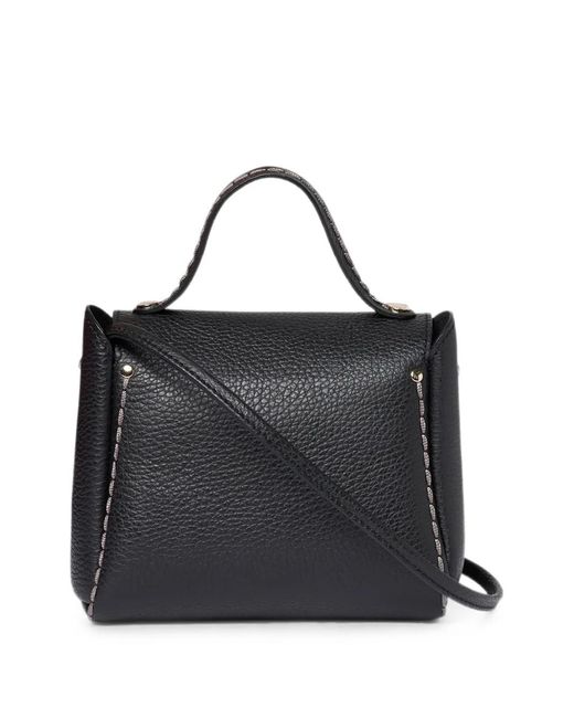 VISONA Black Mini Grained Tote Bag