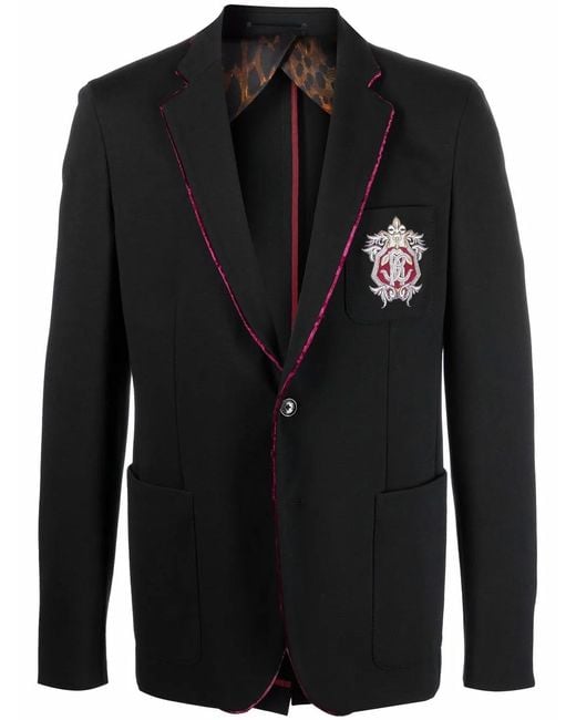 Roberto Cavalli Black Single-Breasted Tailored Blazer for men