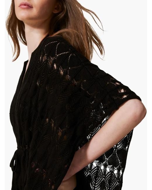 Twinset Black Gehäkelter Kaftan