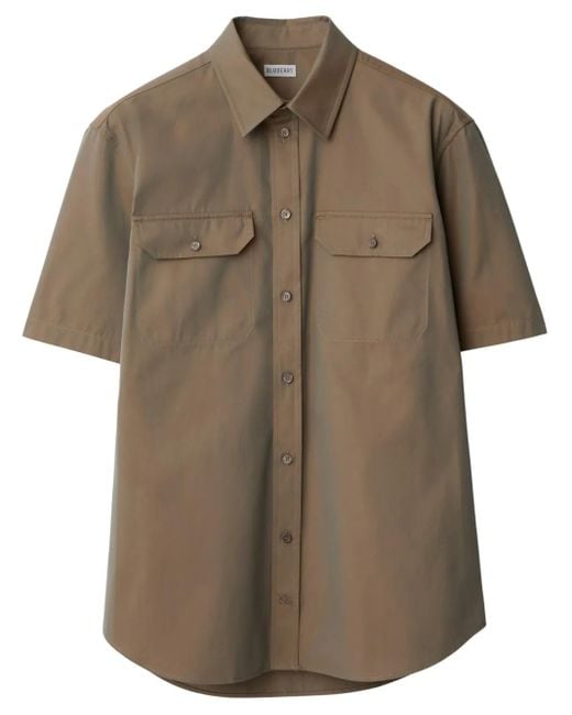Burberry Brown Flap-Pocket Cotton Shirt for men