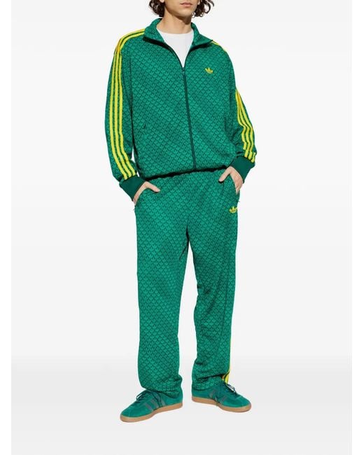 Adidas Green Patterned Track Pants for men