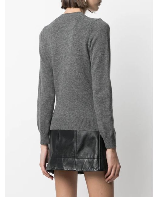 COMME DES GARÇONS PLAY Gray Embroidered Motif V-Neck Jumper