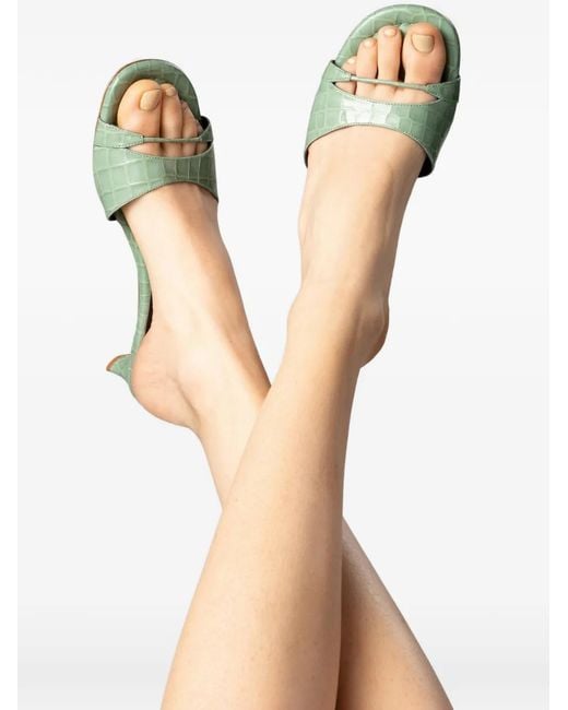 By Far Green Babygirl Fresh Embossed Slip-On Mules