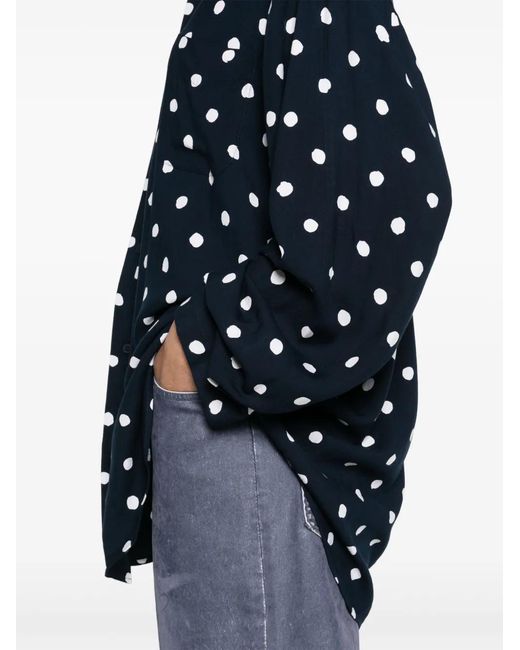 Balenciaga Blue Long-Sleeves Polka Dot Shirt
