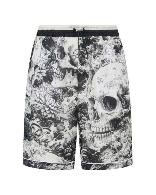 Philipp Plein Black Skull-Print Shorts for men