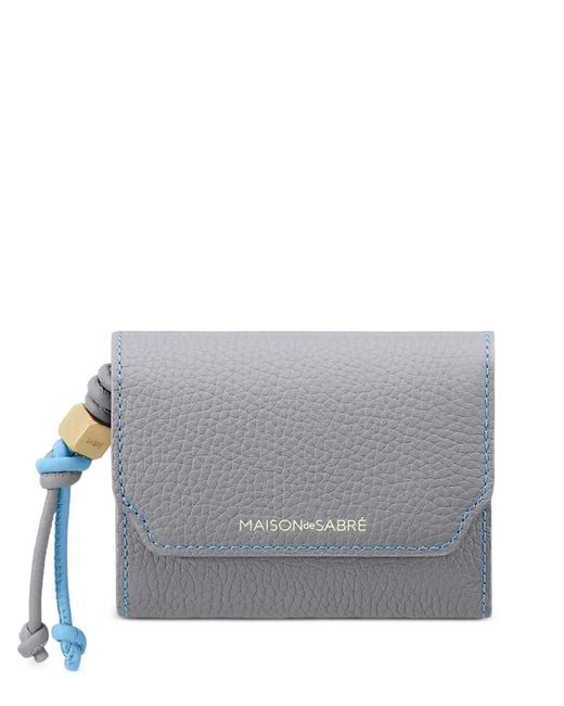 Maison De Sabre Gray Pebbled Leather Trifold Wallet