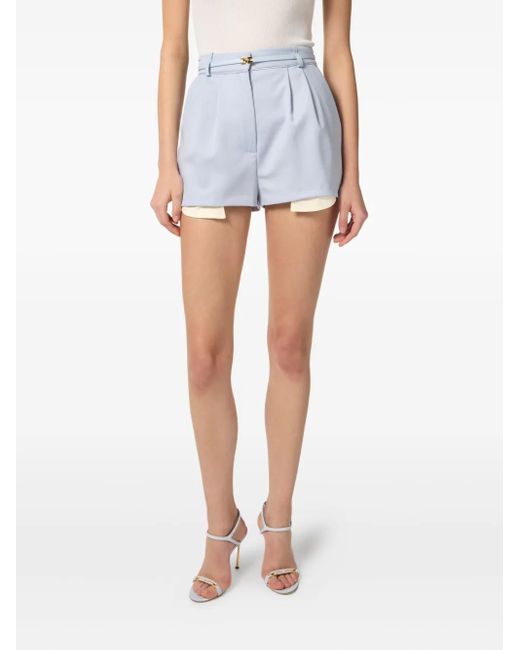 Shorts Sartoriali Con Pieghe di Elisabetta Franchi in Blue