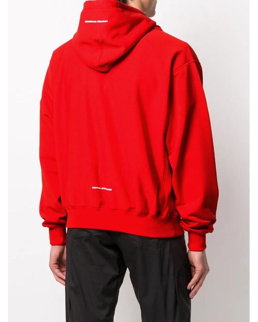 United Standard Red Drawstring Logo Print Hoodie for men