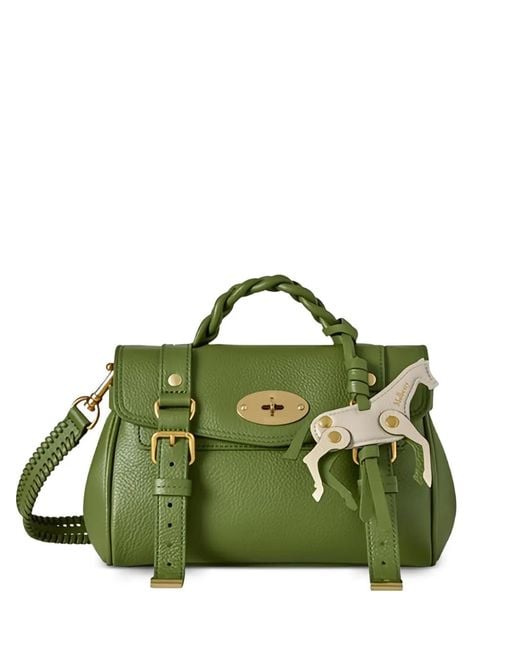 Mulberry Green Mini Alexa Horse Charm Crossbody Bag
