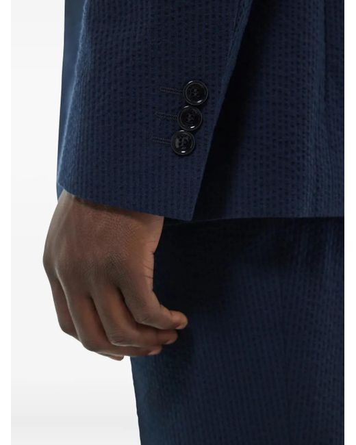 Fursac Blue Cotton Blazer for men