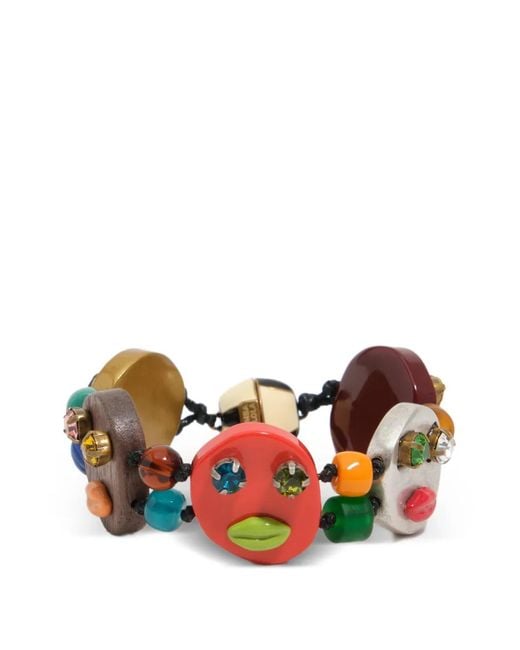 Bimba Y Lola White Bead-Embellished Charm Bracelet