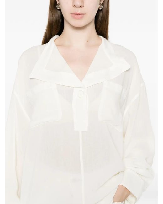 Totême White Overlapping-collar Blouse