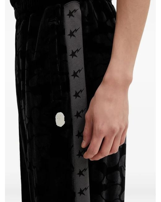 A Bathing Ape Black Camouflage-Pattern Trousers for men