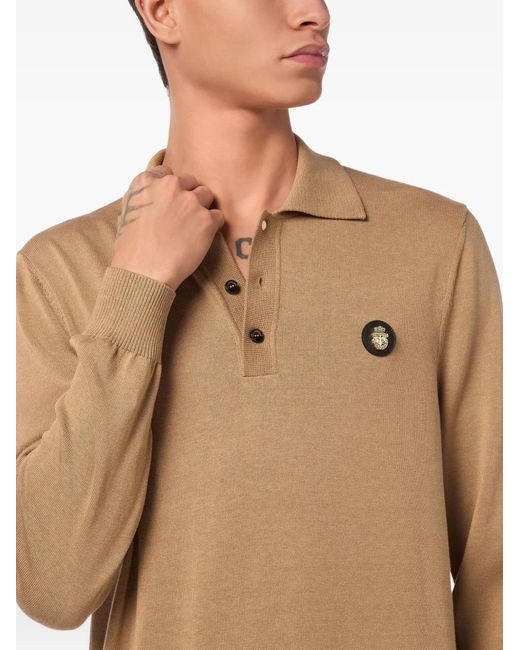 Billionaire Natural Logo-Appliqué Polo Shirt for men