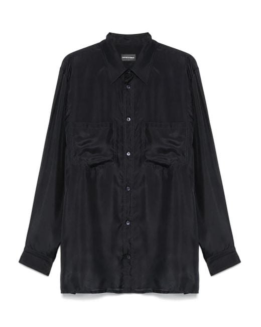 Emporio Armani Blue Silk Shirt for men