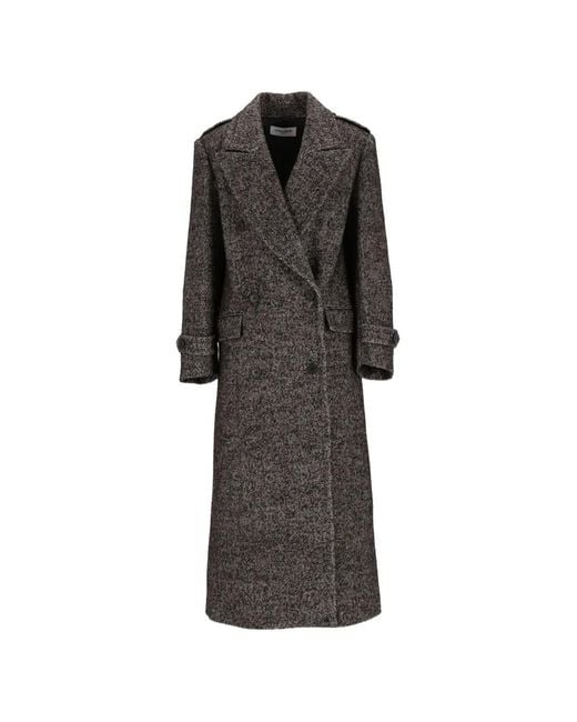 Al Duca D'aosta Black Chevron-Pattern Double-Breasted Coat