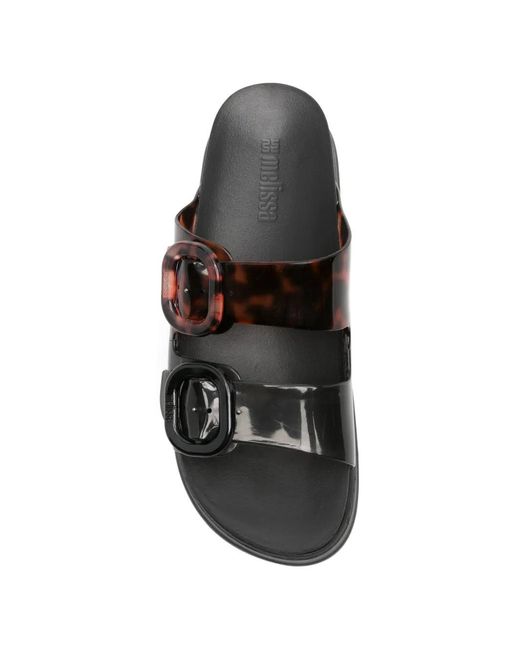 Melissa White Tortoiseshell-Effect Buckle-Strap Sandals