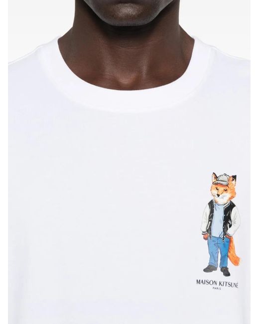 Maison Kitsuné White Dressed Fox Oversize Tee-Shirt for men