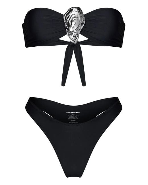 Korobeynikov Black Shell-Embellished Bikini
