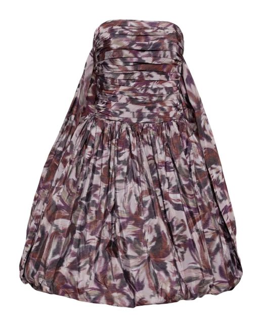 Amsale Purple Drop-Waist Bubble-Hem Dress