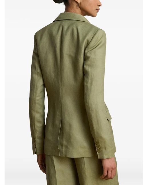 Ralph Lauren Green Single-Button Twill Blazer