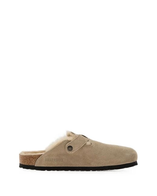 Birkenstock White Boston Shearling-Lined Mules