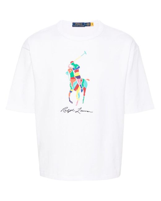 Polo Ralph Lauren White Polo Pony-print Cotton T-shirt for men